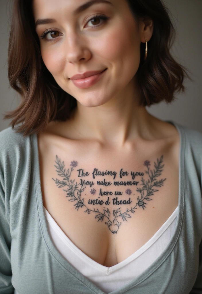 50 Bold and Stylish Chest Tattoos for Women to Rock! - 4. Inspirational Quotes
