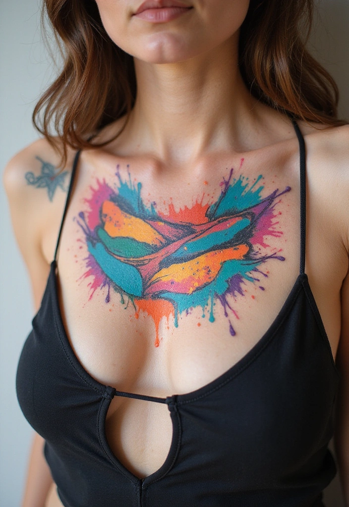 50 Bold and Stylish Chest Tattoos for Women to Rock! - 5. Abstract Art