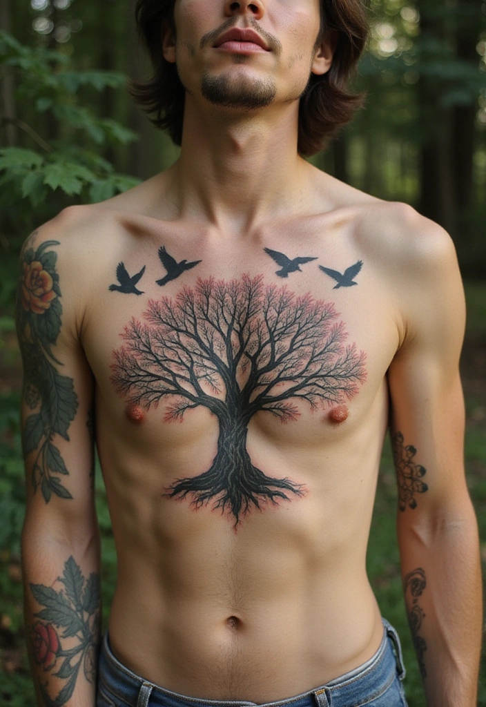 50 Bold and Stylish Chest Tattoos for Women to Rock! - 6. Nature-Inspired Designs