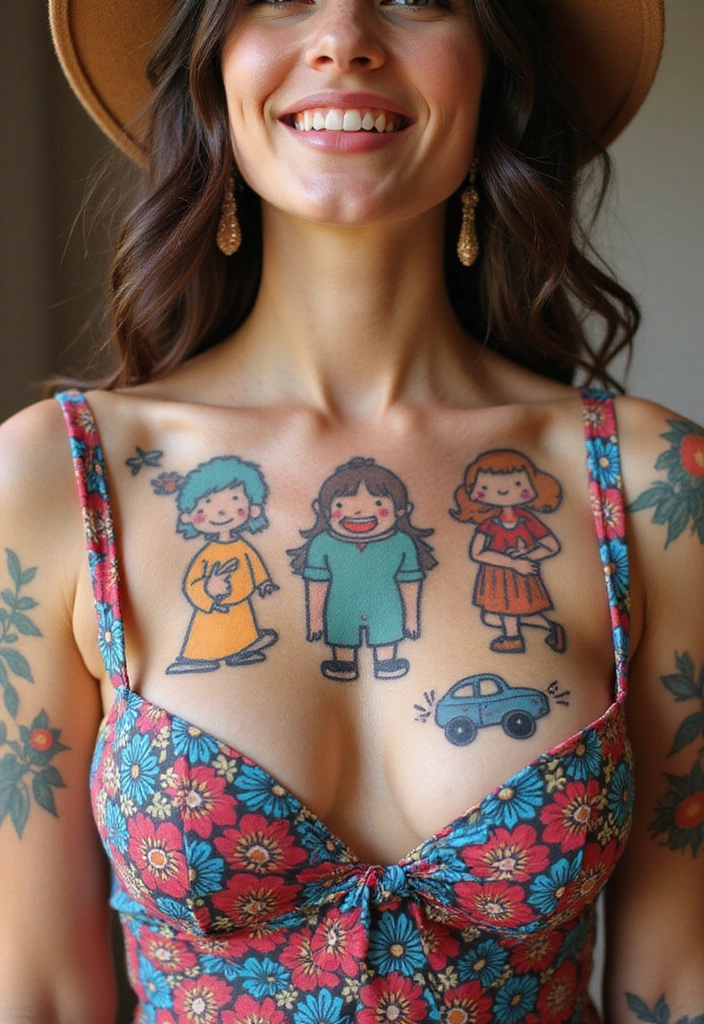50 Bold and Stylish Chest Tattoos for Women to Rock! - 8. Whimsical Designs