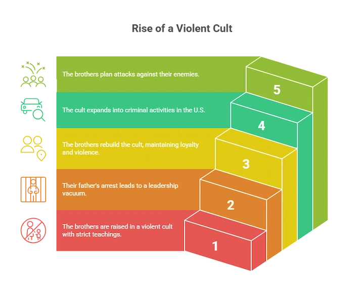 Visual timeline of Heber and Aaron LeBaron’s path from cult upbringing to violent crimes.