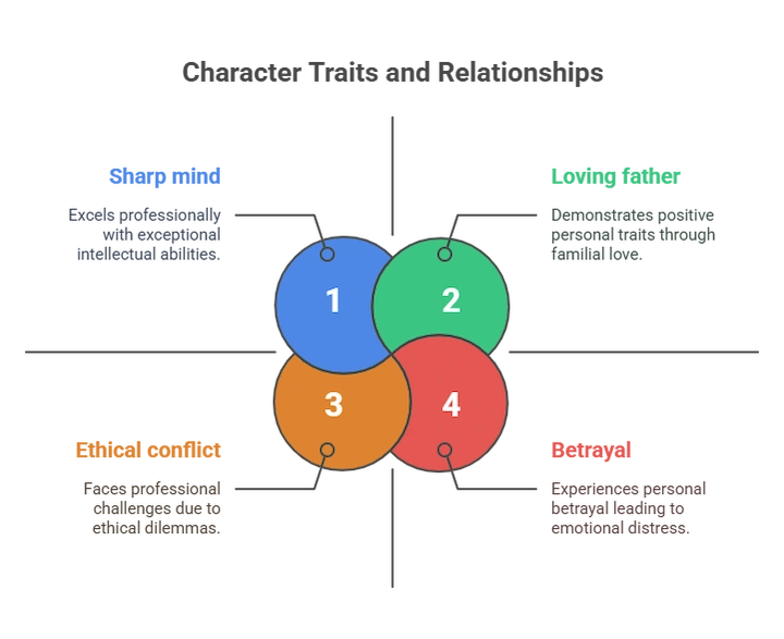 A four-quadrant diagram illustrating the traits of Rick Post’s military intelligence background and investigative professionalism