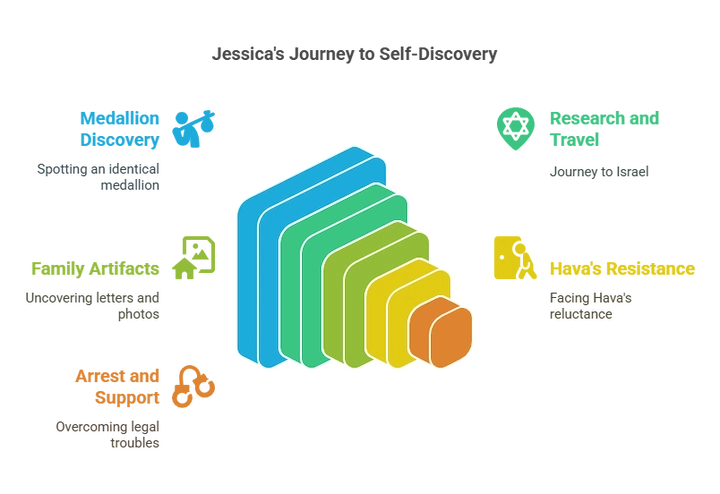 Colorful infographic showing steps of customer journey and engagement in a funnel diagram.