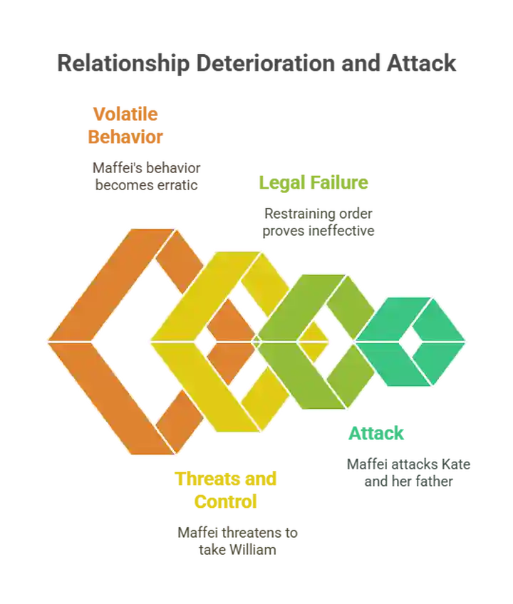Visual representation of the cycle of abuse and relationship breakdown in domestic violence cases.