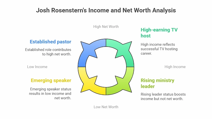 Josh Rosenstern’s income and net worth analysis chart showing earnings from TV, ministry, and speaking