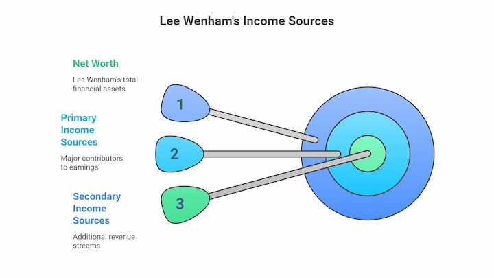 Chart of Lee Wenham’s income sources highlighting net worth, primary, and secondary earnings.