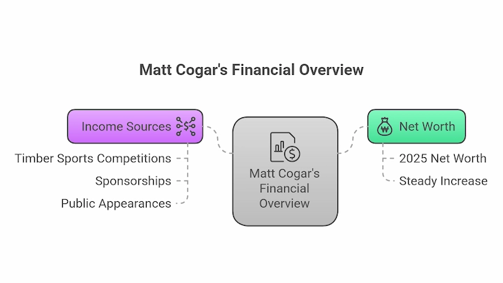 Matt Cogar’s financial overview showing income sources and rising 2025 net worth
