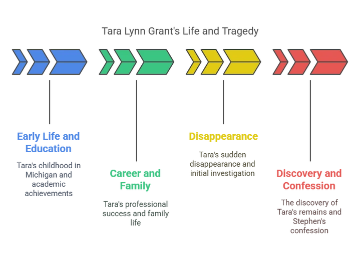 Timeline of Tara Lynn Grant’s major life events from birth to disappearance in 2007.