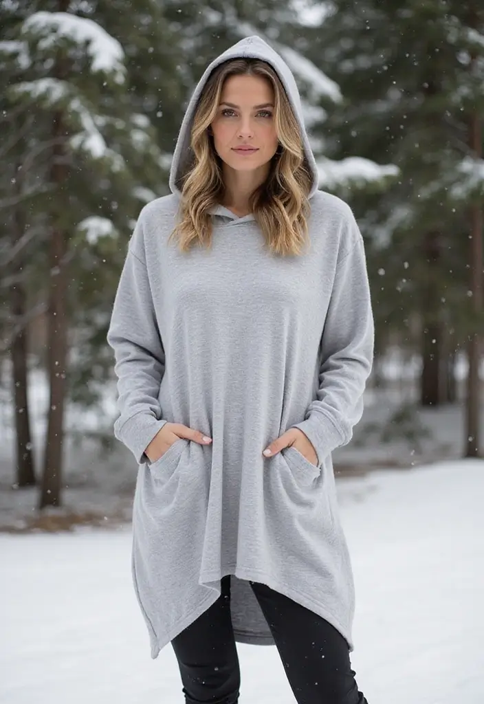 25 Casual Winter Dresses You Can Actually Wear Daily - 11. Layered Hoodie Dress