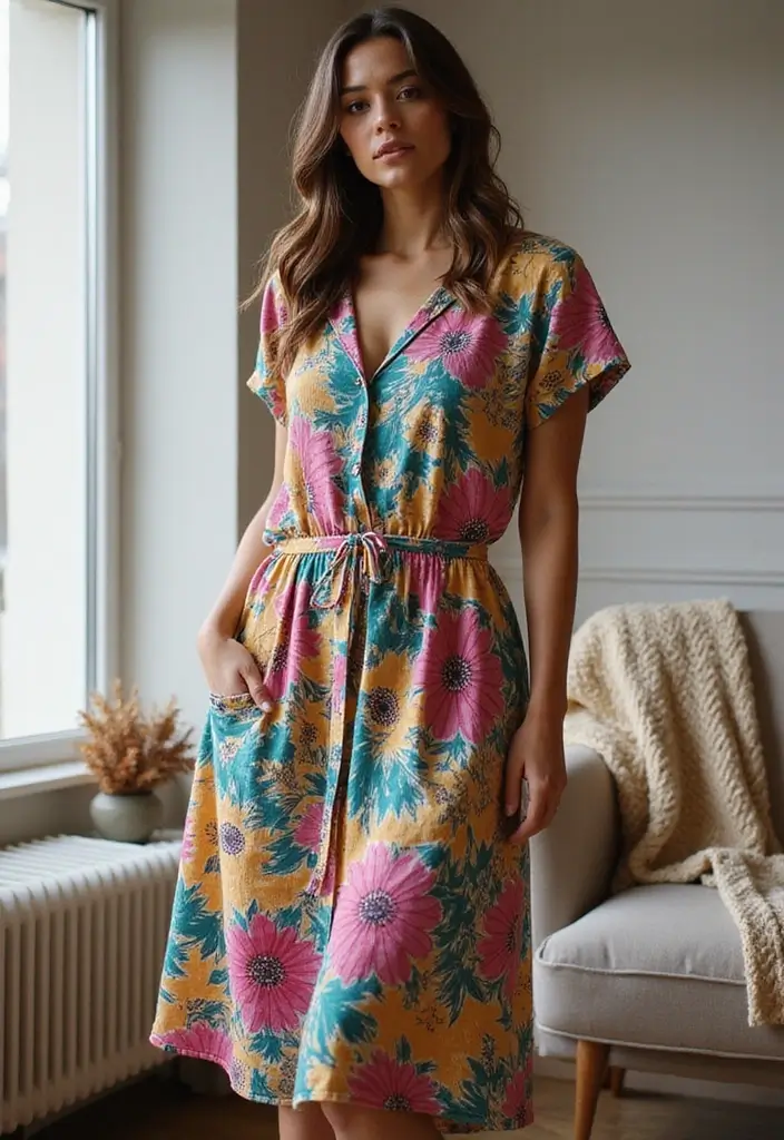25 Casual Winter Dresses You Can Actually Wear Daily - 9. Printed Midi Dress