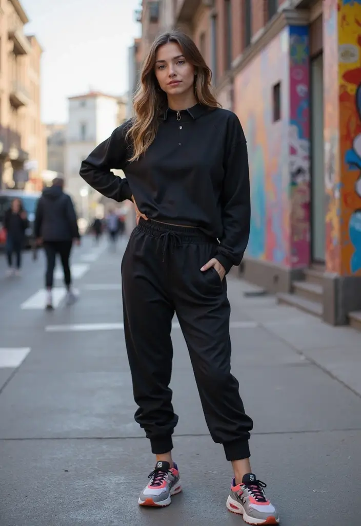25 Chic Black Dress Outfit Ideas That Never Go Out of Style - 11. Sporty and Chic
