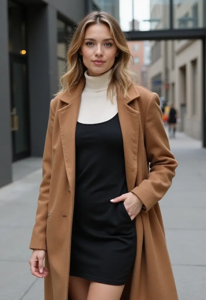25 Chic Black Dress Outfit Ideas That Never Go Out of Style - 13. Effortlessly Layered