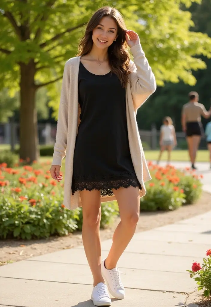25 Chic Black Dress Outfit Ideas That Never Go Out of Style - 6. Casual Day Out