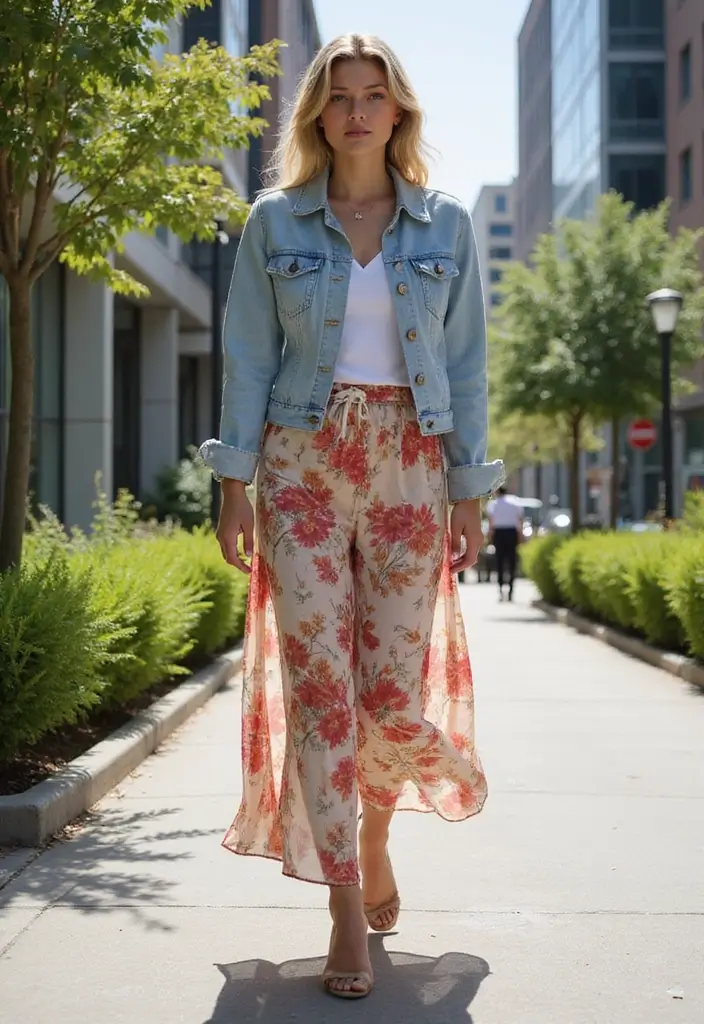 25 Chic Ways to Style Long Skirts and Dresses This Season - 2. Layered with Love: Maxi Skirt and Denim Jacket