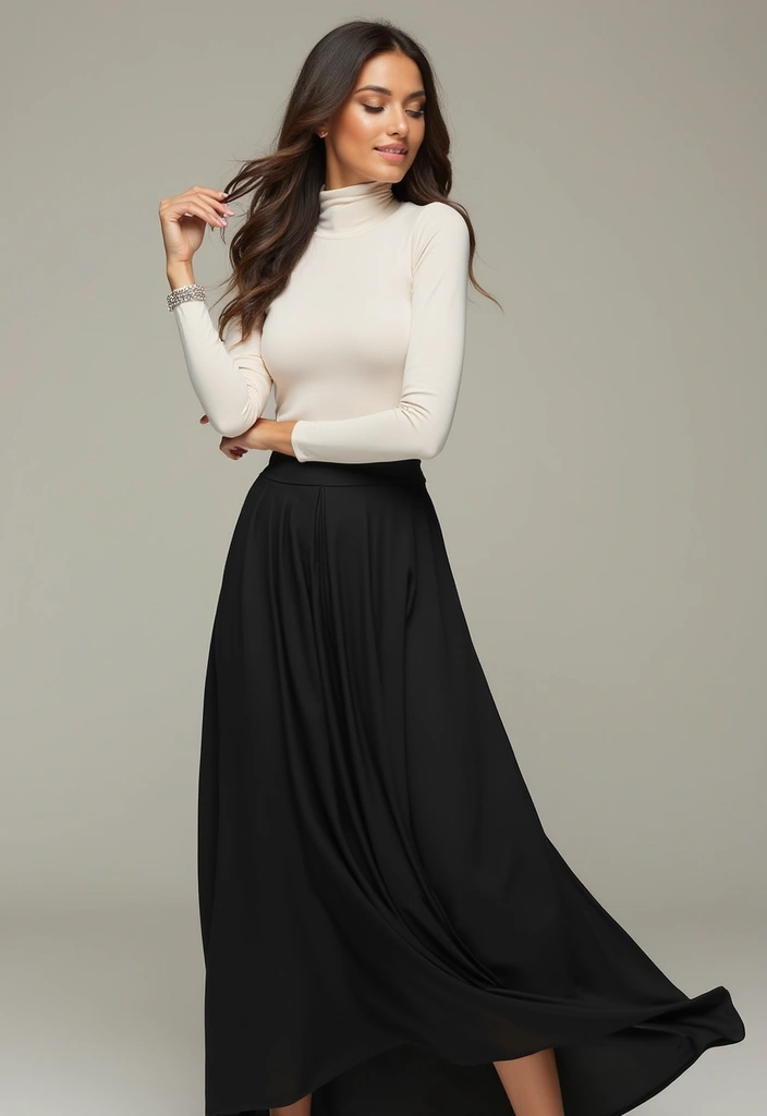 25 Chic Ways to Style Long Skirts and Dresses This Season - 23. Monochrome Magic