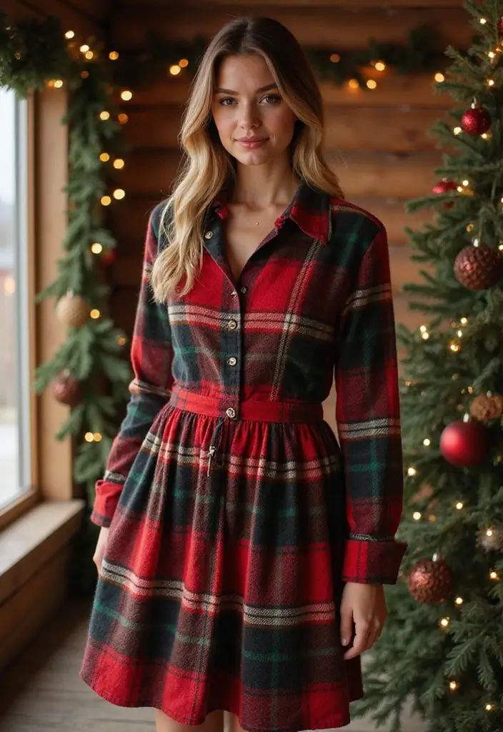 25 Christmas Party Dress Ideas That Wow Instantly - 23. Classic Plaid Dress