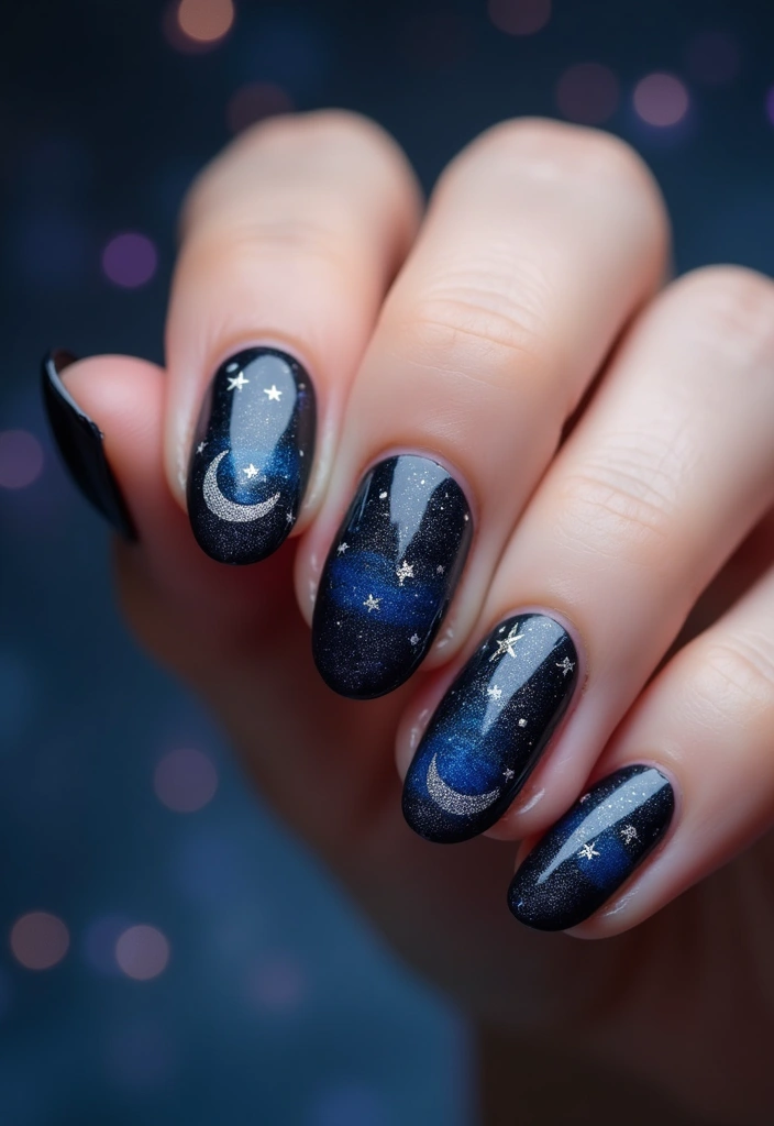 25 Classy Nail Art Designs That Look Expensive (But Aren’t) - 17. Night Sky Designs