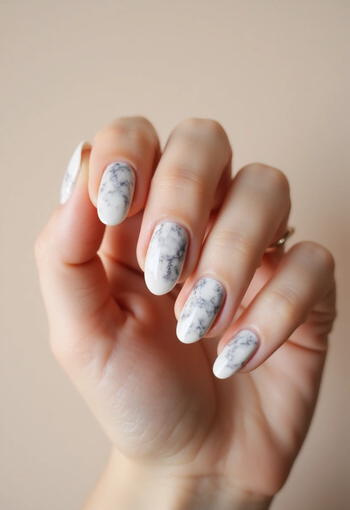 25 Classy Nail Art Designs That Look Expensive (But Aren’t) - 2. Marbled Elegance