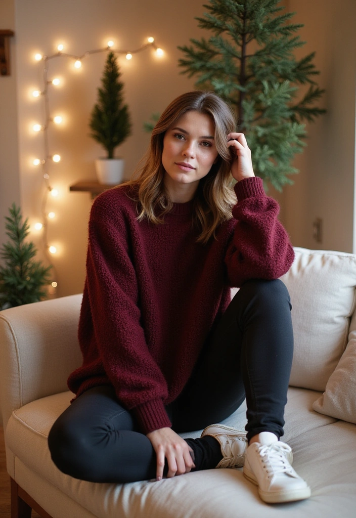 25 Cozy Sweater Dress Outfits for Cold January Days - 13. Cute and Casual with Leggings