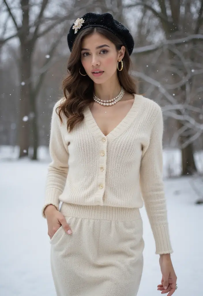 25 Cozy Sweater Dress Outfits for Cold January Days - 22. Vintage Charm with a Beret