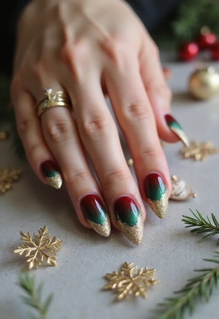 25 Festive Christmas Nail Ideas to Try This Holiday Season - 12. Festive Ombre