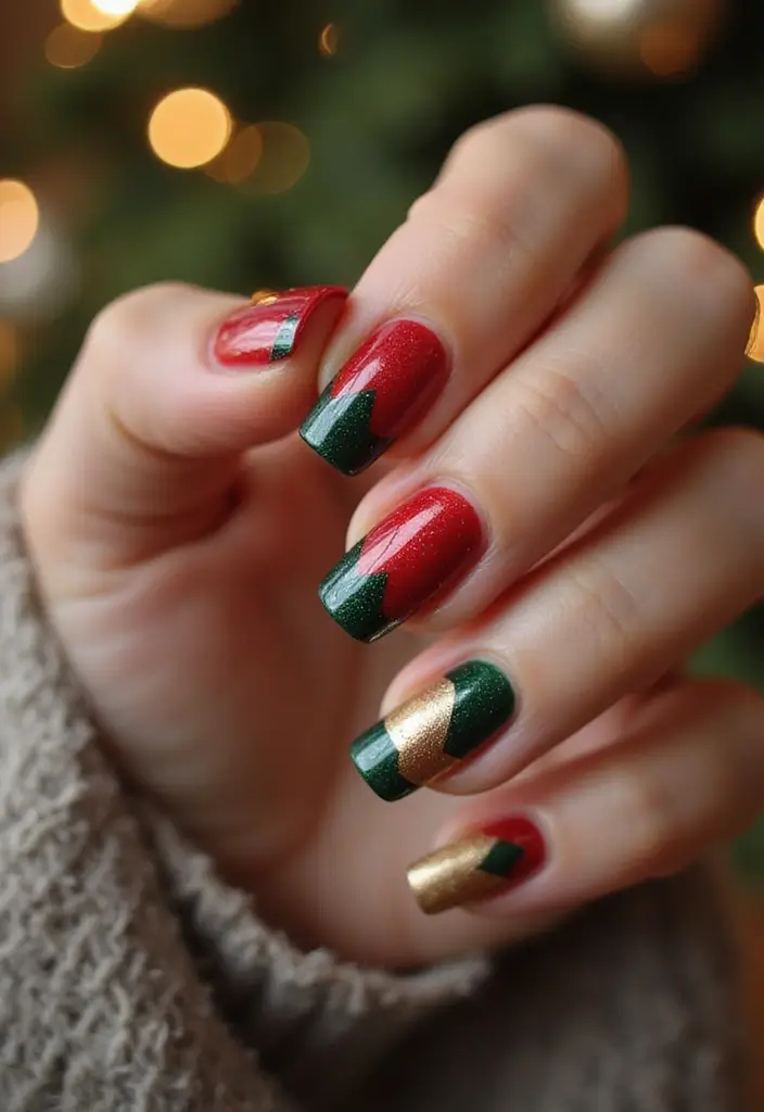 25 Festive Christmas Nail Ideas to Try This Holiday Season - 17. Holiday Geometric