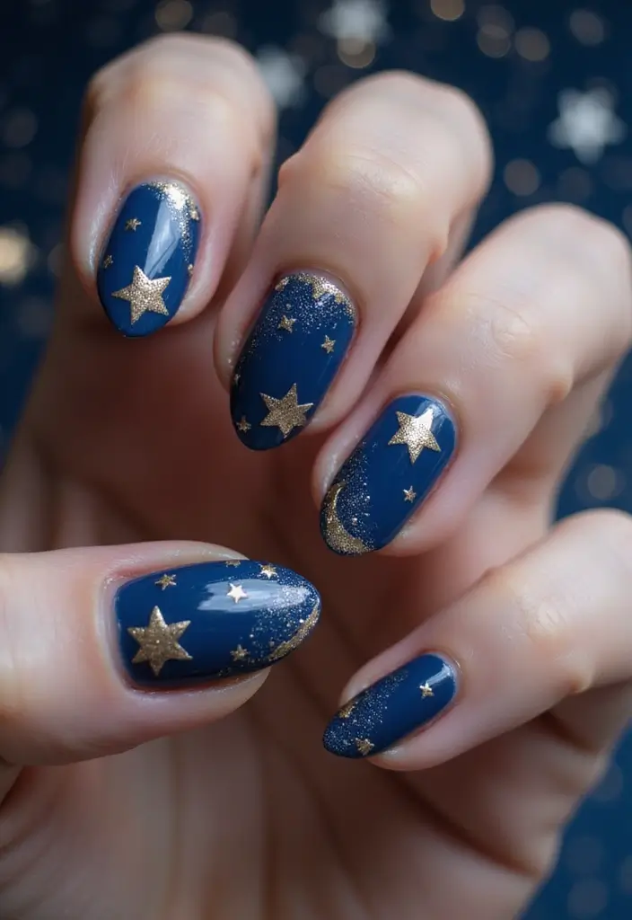 25 Festive Christmas Nail Ideas to Try This Holiday Season - 18. Starry Night