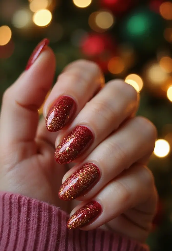 25 Festive Christmas Nail Ideas to Try This Holiday Season - 23. Holiday Glitter Bomb