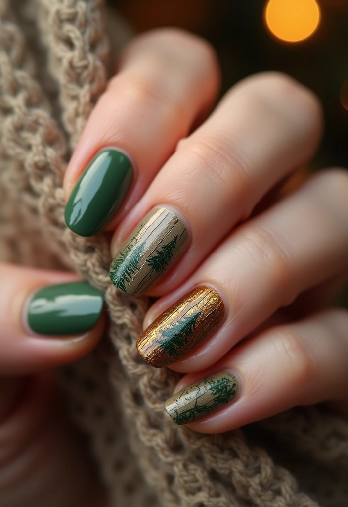 25 Festive Christmas Nail Ideas to Try This Holiday Season - 7. Rustic Winter Vibes