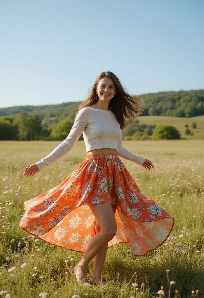 25 Long Skirt Outfit Ideas Perfect for September Fashion - 8. High-Low Skirt with a Cropped Sweater