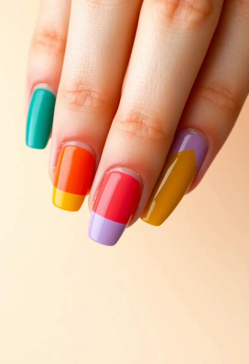25 Minimalist Nail Trends That Make a Big Impact in 2025 - 18. Color Blocked Nails