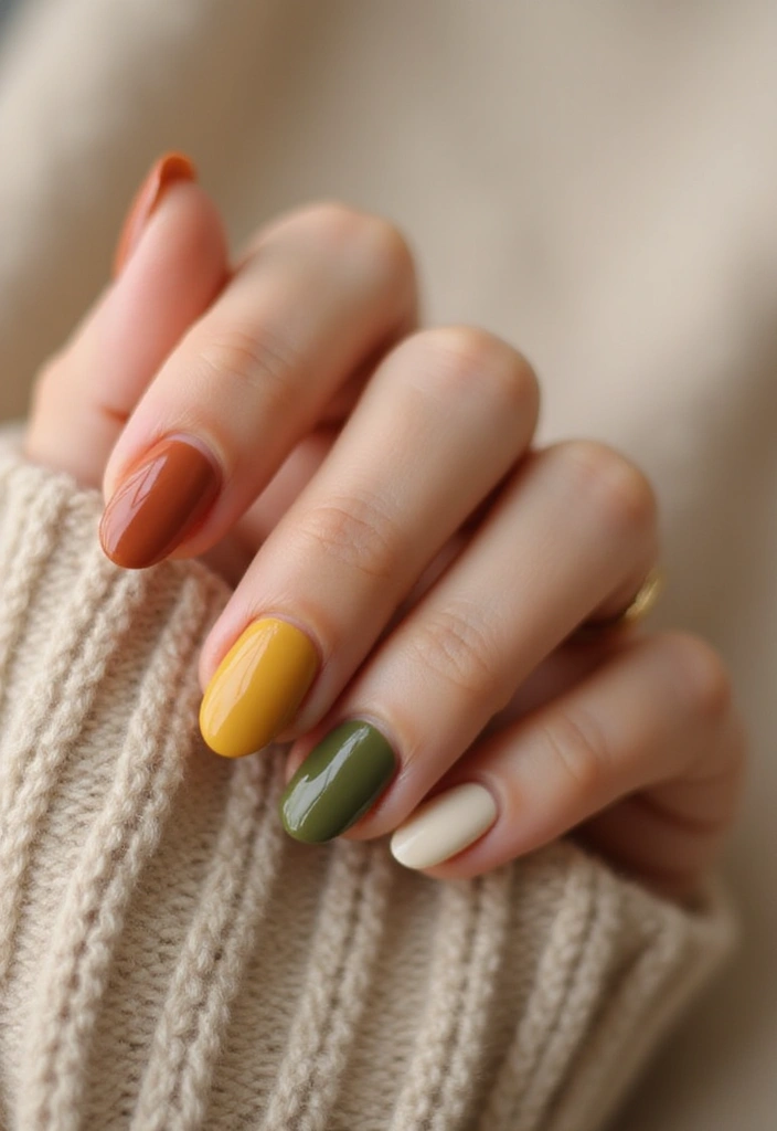 25 Short Nail Ideas That Are Easy and Stylish for Daily Wear - 11. Earthy Tones with Accents