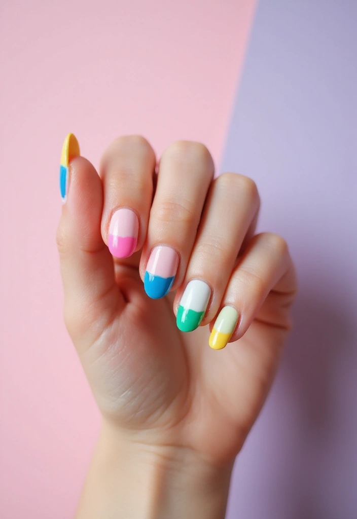 25 Short Nail Ideas That Are Easy and Stylish for Daily Wear - 21. Multi-Color Tipped Nails