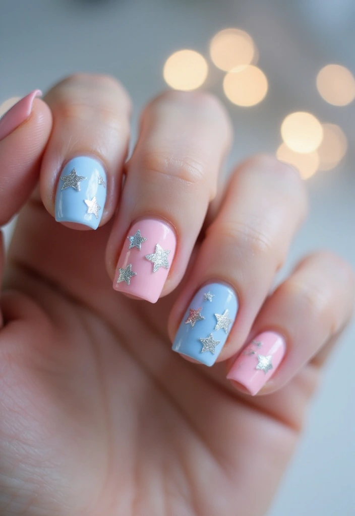 25 Short Nail Ideas That Are Easy and Stylish for Daily Wear - 25. Whimsical Glitter Stars