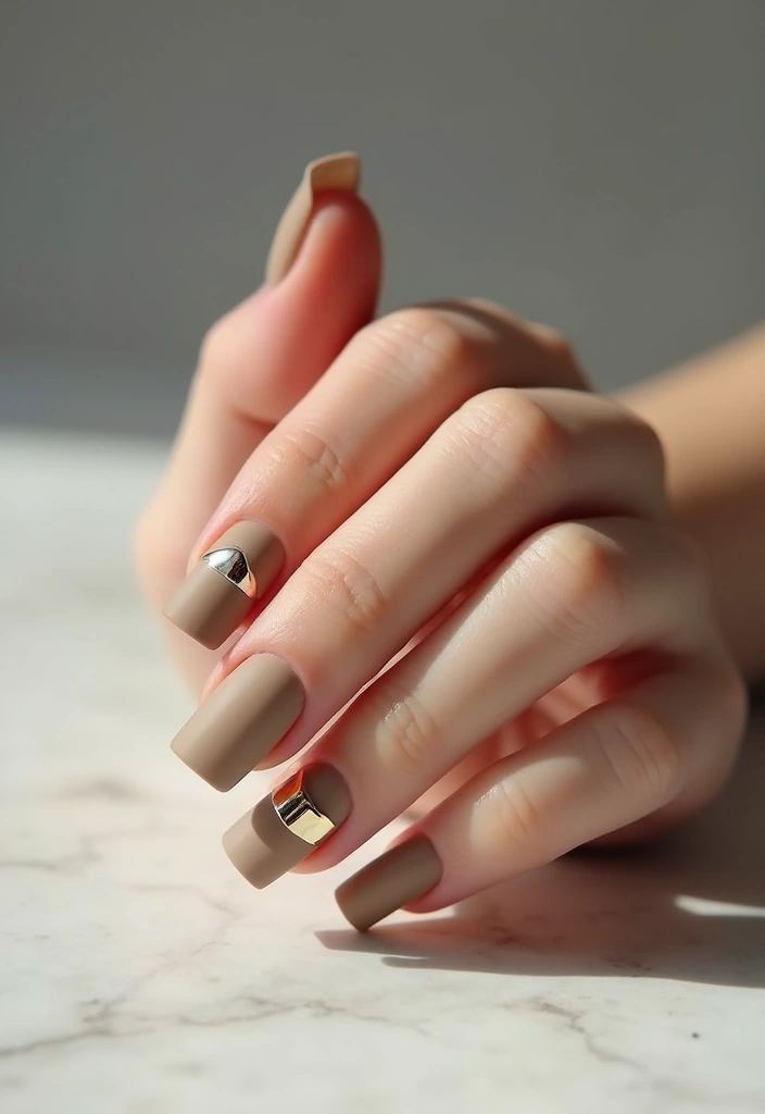25 Short Nail Ideas That Are Easy and Stylish for Daily Wear - 5. Metallic Half-Moons