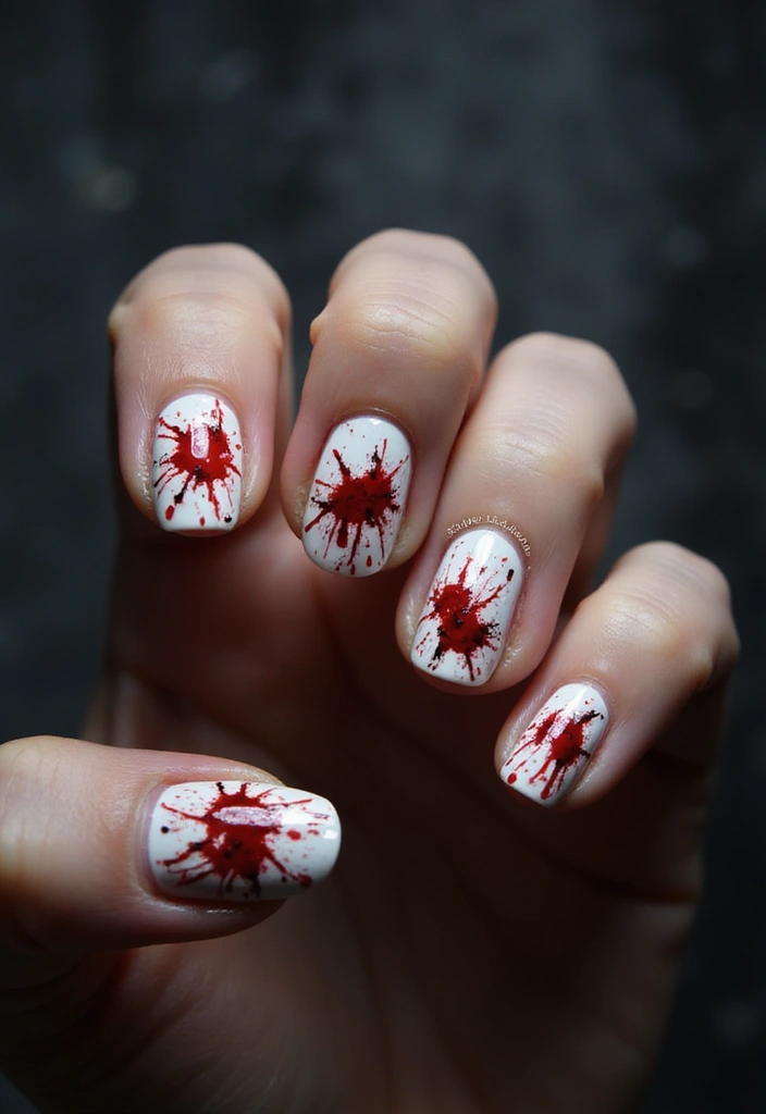 25 Spooky-Chic Nail Designs for October Vibes - 18. Gory Splatter Art