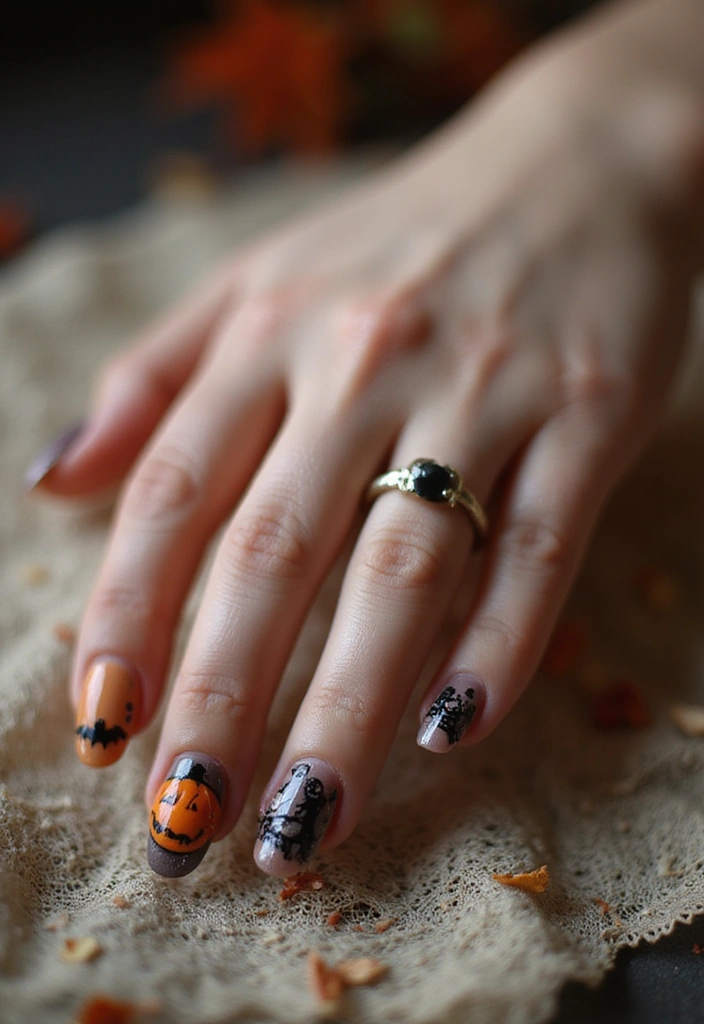 25 Spooky-Chic Nail Designs for October Vibes - 19. Vintage Halloween Vibes