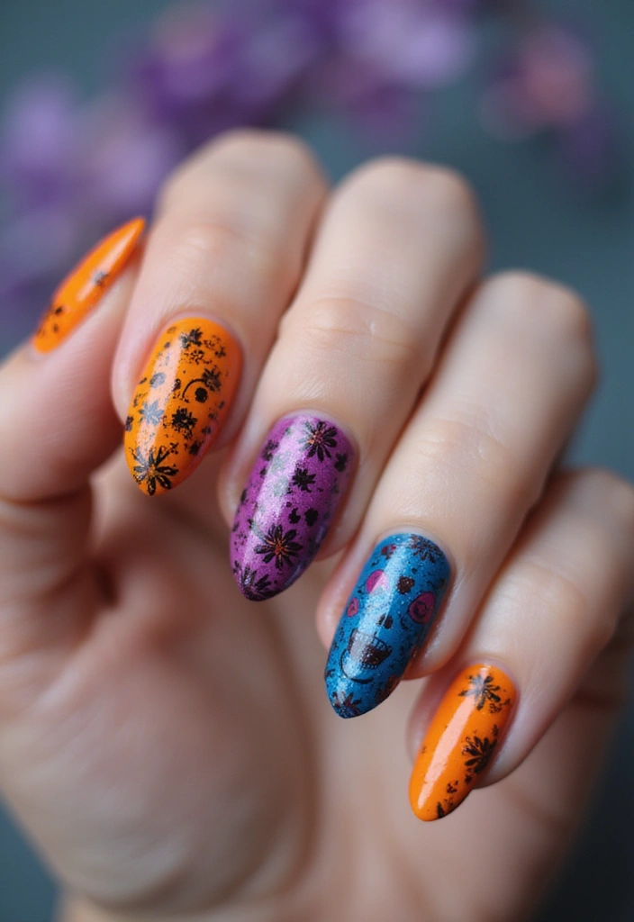 25 Spooky-Chic Nail Designs for October Vibes - 21. Candy Skull Designs
