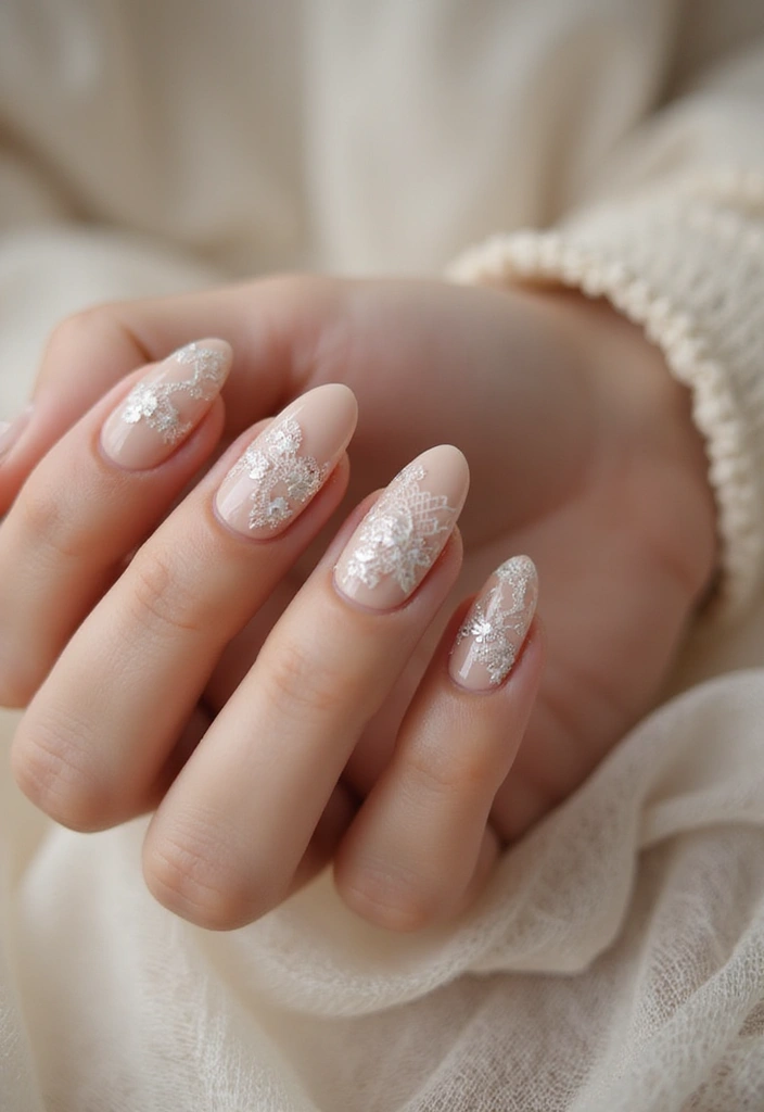 25 Spooky-Chic Nail Designs for October Vibes - 23. Vintage Lace Elegance