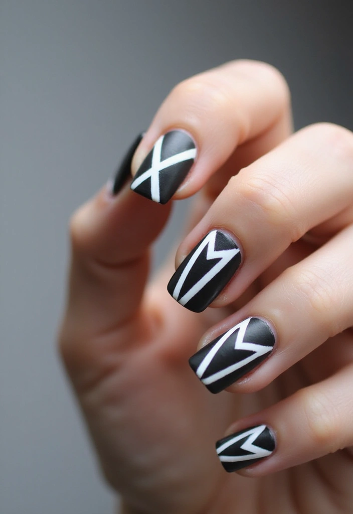 25 Spooky-Chic Nail Designs for October Vibes - 24. Geometric Ghouls