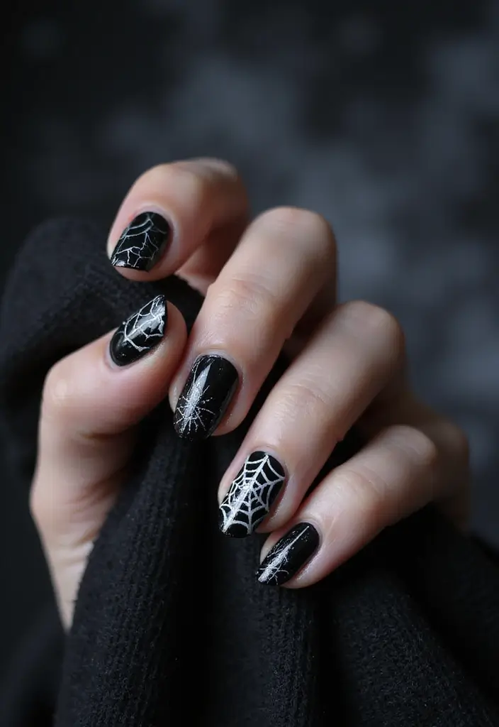 25 Spooky-Chic Nail Designs for October Vibes - 4. Spooky Spiderwebs