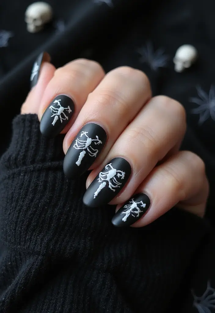 25 Spooky-Chic Nail Designs for October Vibes - 9. Scary Skeletons