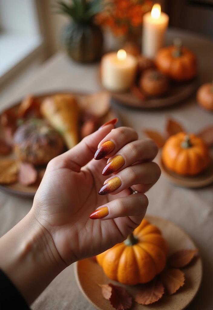 25 Thanksgiving Nail Designs That Match Your Feast Fit - 16. Warm Gradient Shades
