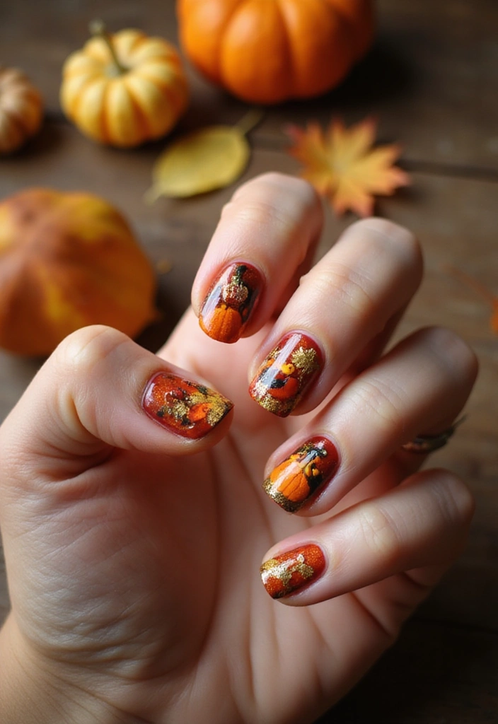 25 Thanksgiving Nail Designs That Match Your Feast Fit - 22. Thanksgiving Spirit