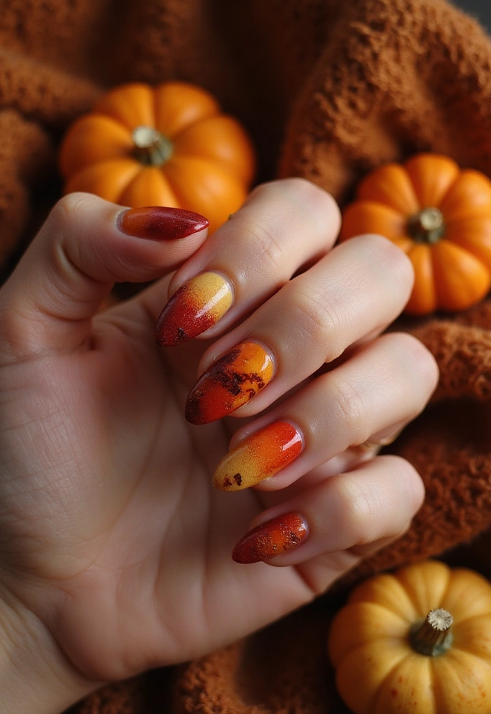 25 Thanksgiving Nail Designs That Match Your Feast Fit - 24. Thanksgiving Sunset