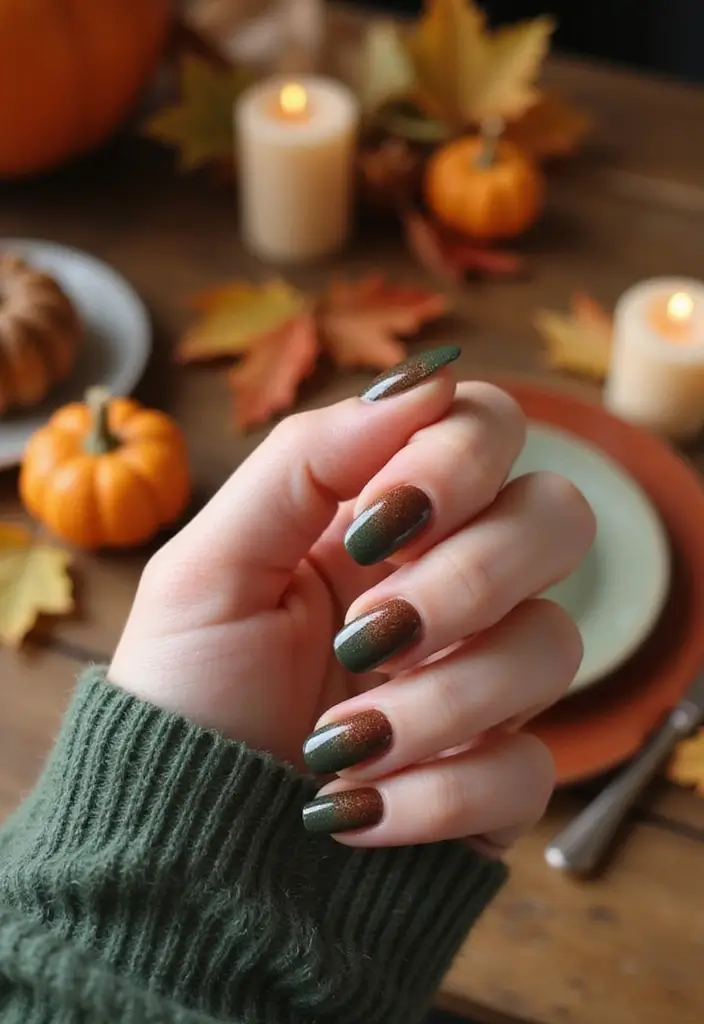 25 Thanksgiving Nail Designs That Match Your Feast Fit - 4. Earthy Ombre
