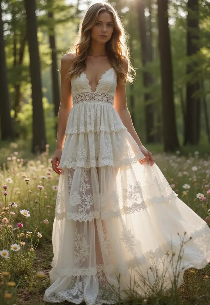 26 Boho Dress Styles That Are Trending on Pinterest - 14. Boho Lace Maxi Dress