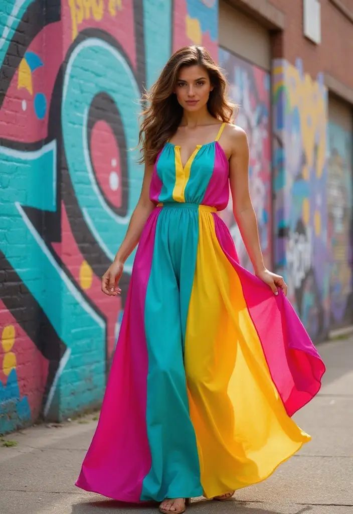 26 Boho Dress Styles That Are Trending on Pinterest - 17. Color Blocked Maxi Dress