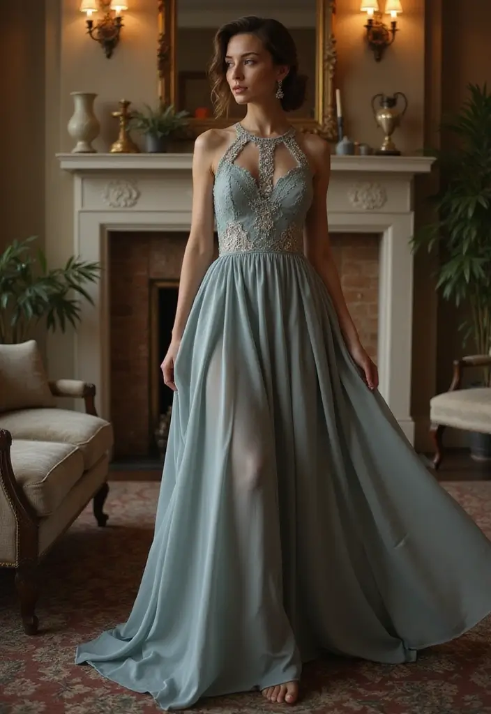 26 Boho Dress Styles That Are Trending on Pinterest - 18. Maxi Dress with a High Neck