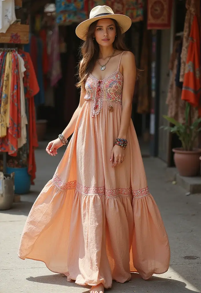 26 Boho Dress Styles That Are Trending on Pinterest - 26. Boho Maxi Dress with Adjustable Straps